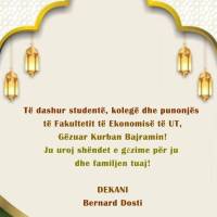 Urimi i Dekanit për festën e Kurban Bajramit