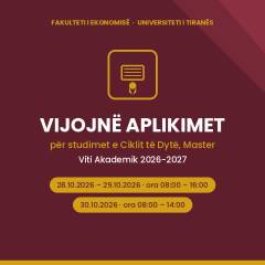 Vijojnë aplikimet për studimet e Ciklit të Dytë, Master, Viti Akademik 2026-2027!